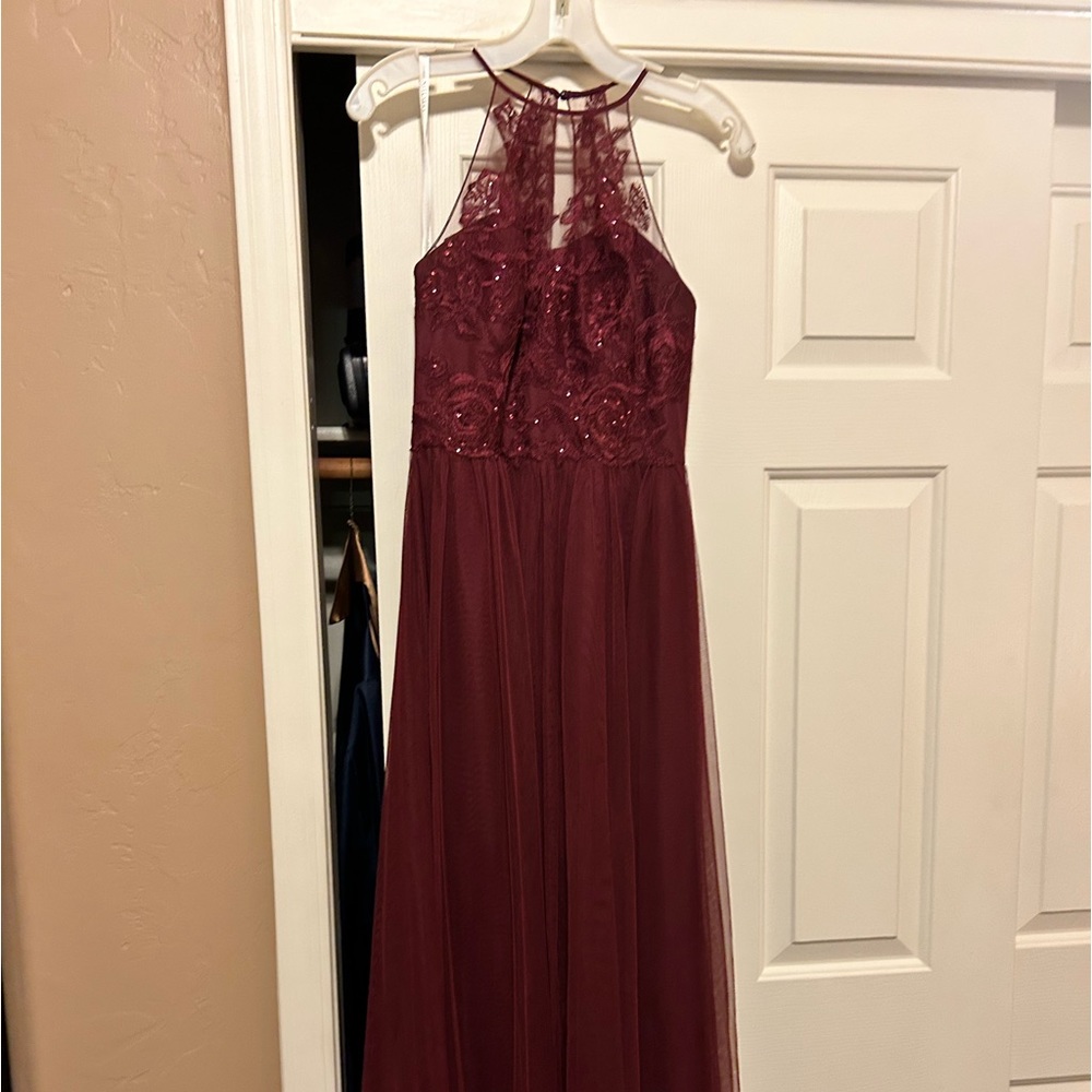 Davids Bridal Maroon Formal Dress Size 0.